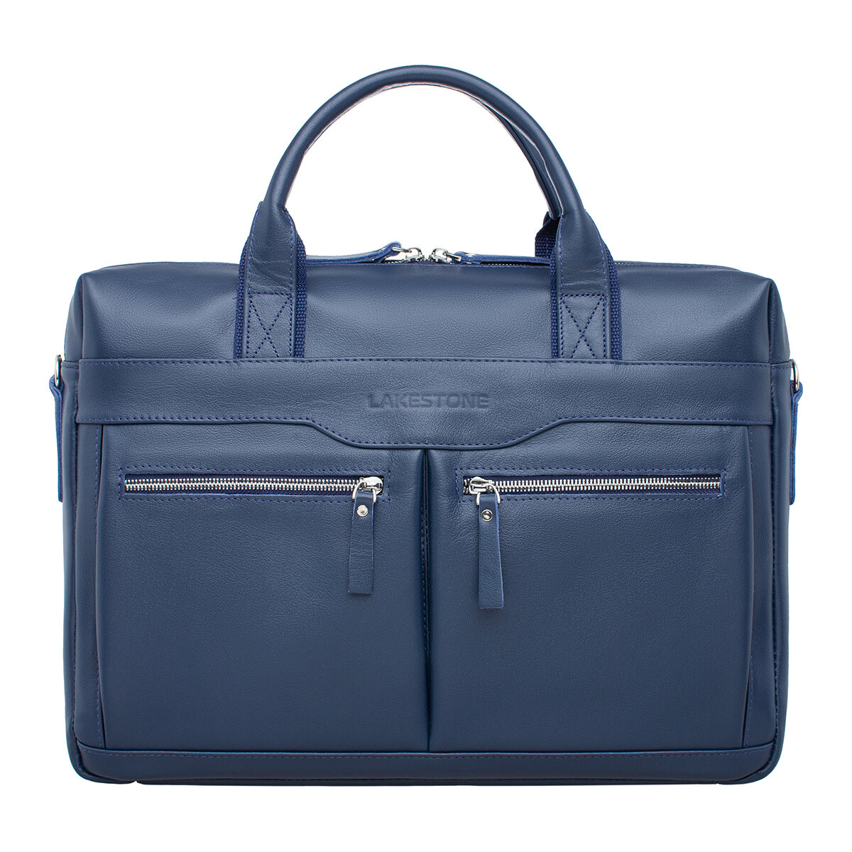 Деловая сумка из кожи синего цвета Lakestone Dorset Dark Blue