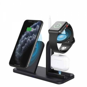 Фото Ampere 3в1 - Беспроводная зарядная док станция для IPhone/Samsung/Xiaomi/Huawei/Apple Watch/AirPods белого цвета