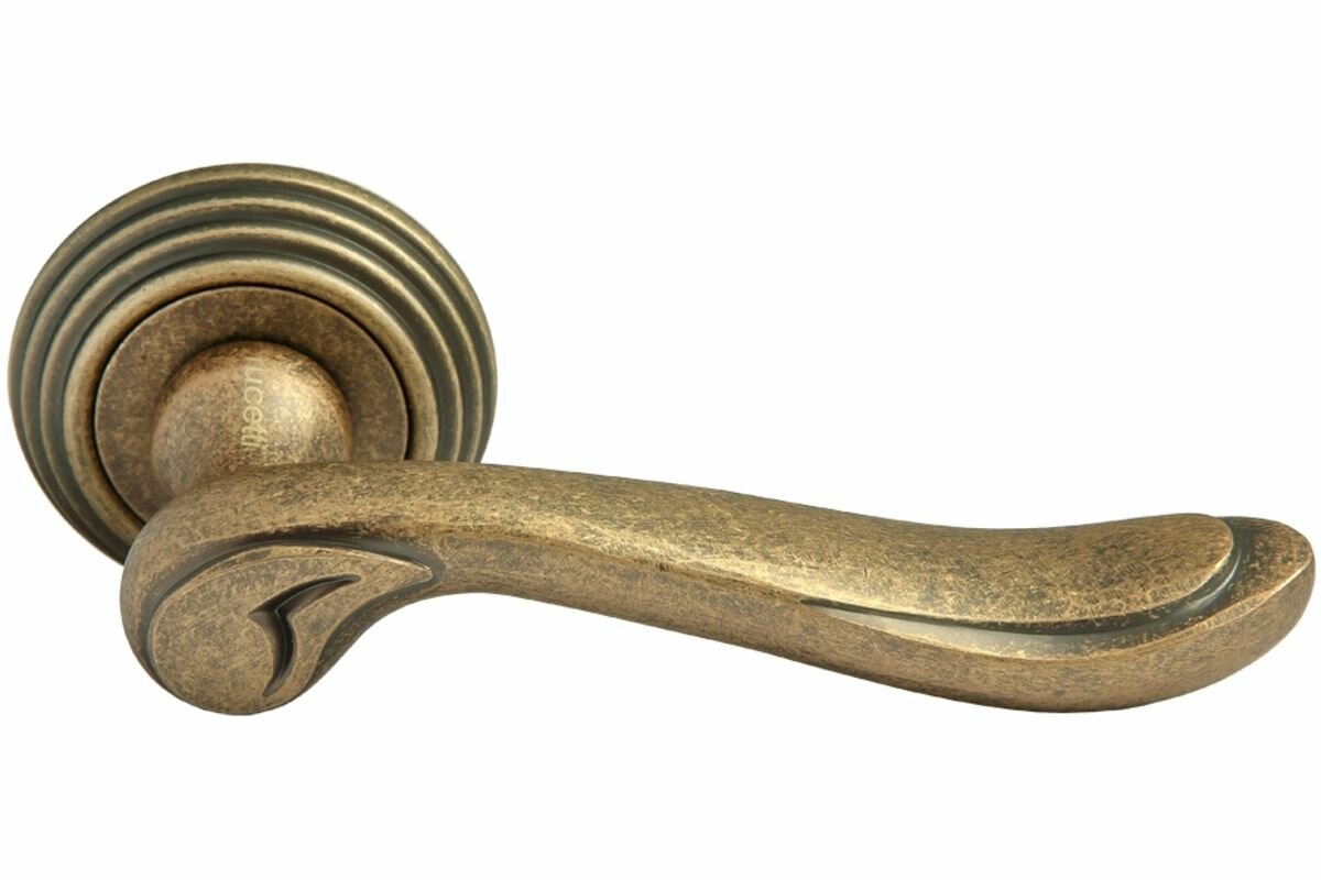 Дверная ручка на круглой розетке RUCETTI RAP-CLASSIC-L 6 OMB состаренная матовая бронза