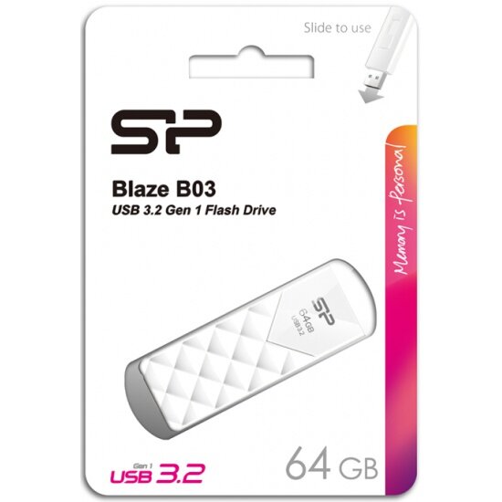 USB флешка SILICON POWER 64Gb Blaze B03 white USB 3.2 Gen 1 (USB 3.0)