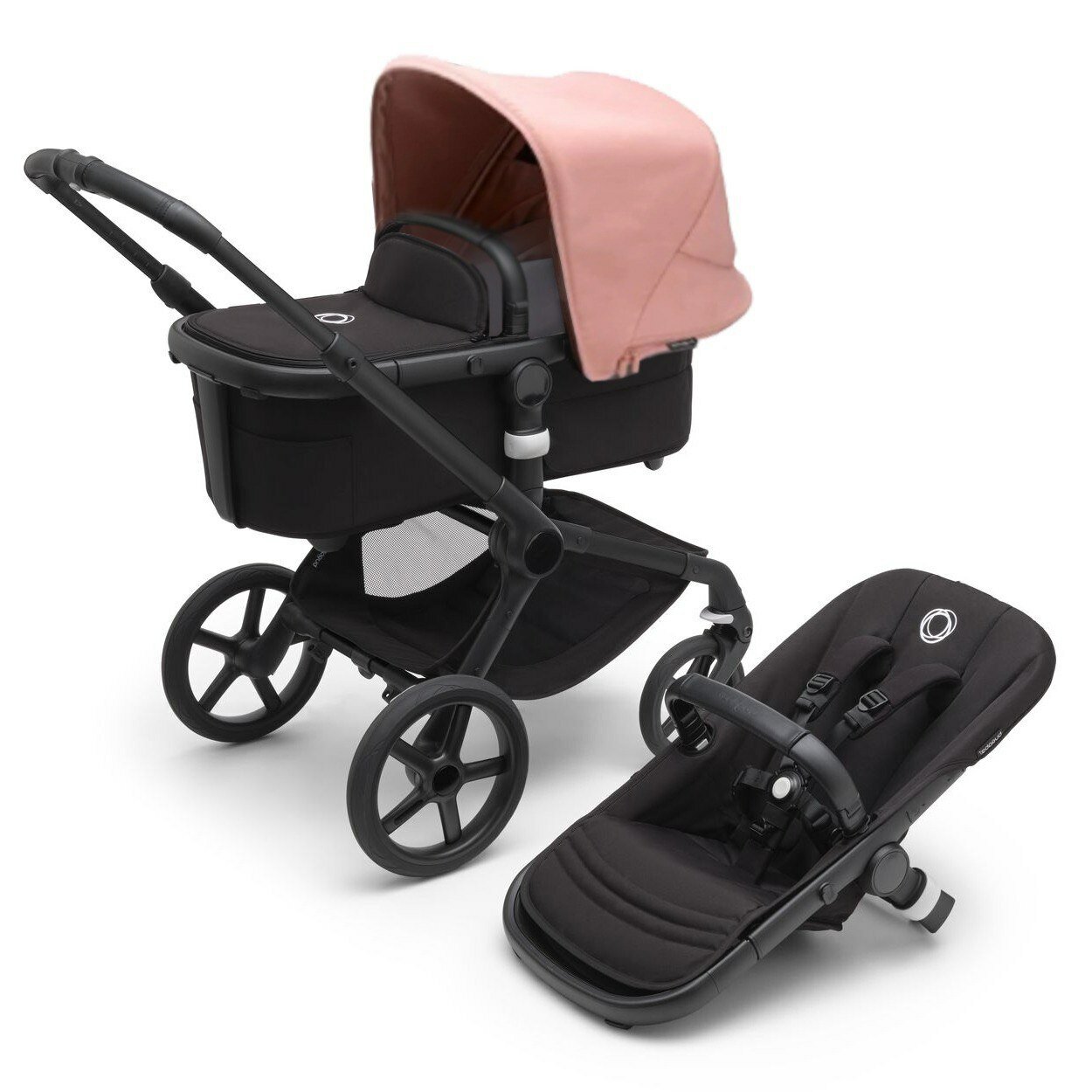 Детская коляска 2 в 1 Bugaboo Fox5 Black/Midnight black/Morning pink