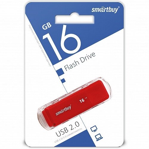 USB 2.0 Flash Drive 16GB SmartBuy Dock, красный