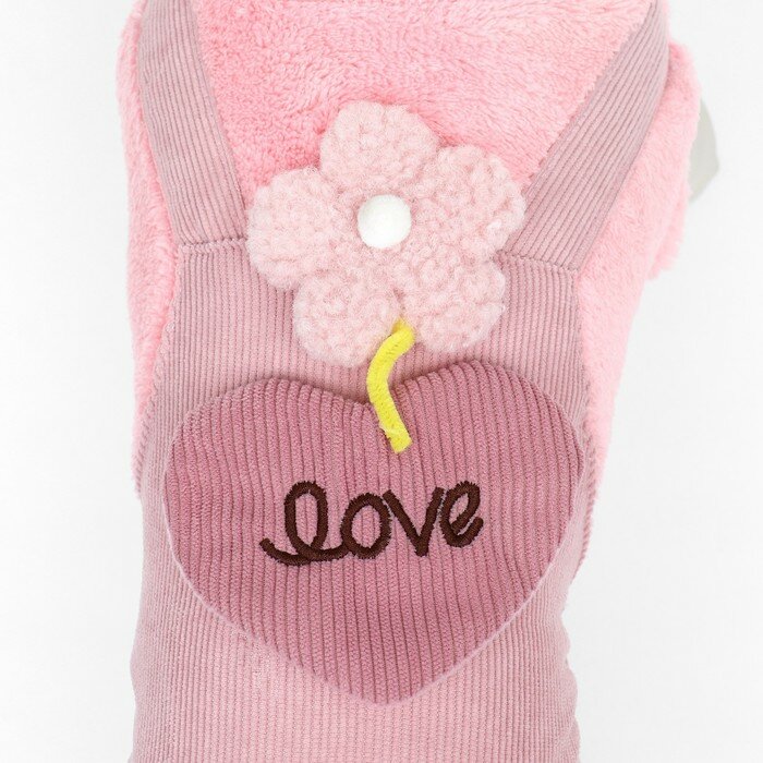 Комбинезон "Love", размер XS (ДС 20 см, ОГ 30 см, ОШ 20 см), розовый - фотография № 4