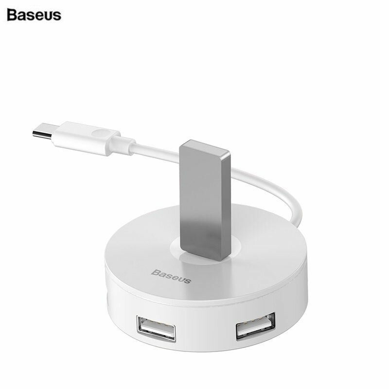 Хаб-переходник Baseus round box HUB adapter Cahub-g02 Type-C to USB 3.0 1шт USB 2.0 3шт (белый)