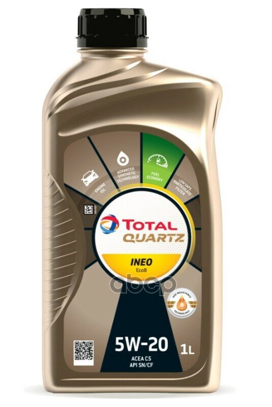 TotalEnergies Масло Моторное Синтетическое 1 Л. Total Quartz Ineo Ecob 5W-20, Api Sn, Cf, Wss-M2c948-B, Stjlr.03.5004