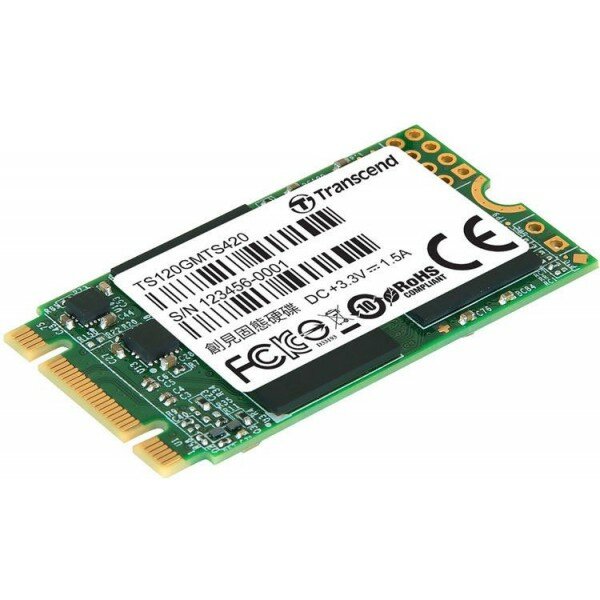 SSD диск M.2 Transcend 120Gb MTS420 (SATA3, up to 560/340MBs, 85000 IOPs, 3D TLC, 22х42мм) (TS120GMTS420S)