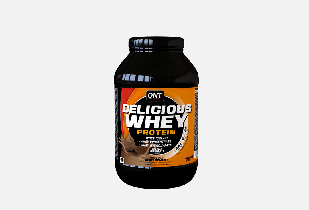 Сывороточный протеин со вкусом бельгийского шоколада QNT, Delicious Whey Protein Powder Belgian Chocolate 1078мл