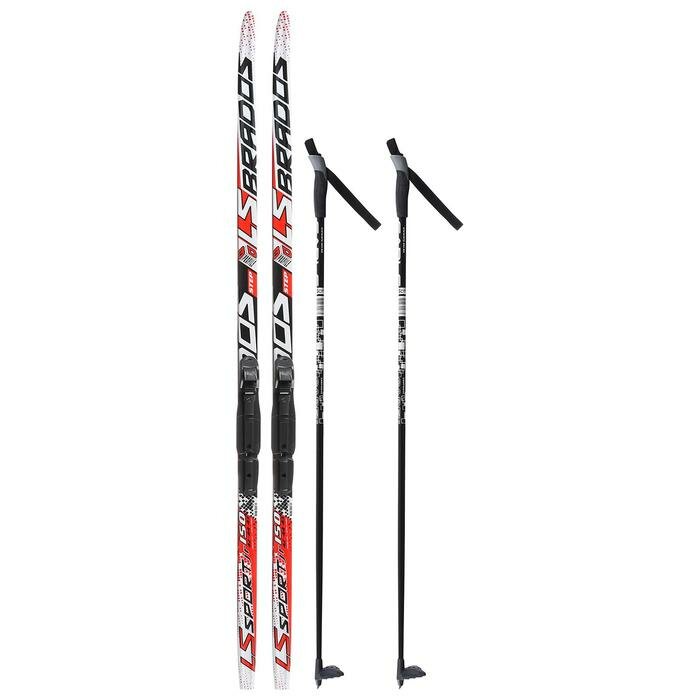 Бренд ЦСТ Комплект лыжный: пластиковые лыжи 150 см с насечкой, стеклопластиковые палки 110 см, крепления SNS «бренд ЦСТ Step», цвета микс