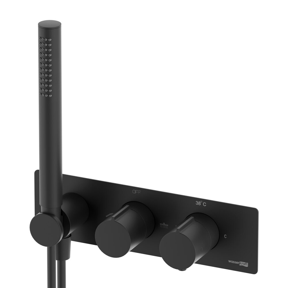 Смеситель для душа Wasserkraft Elbe 7400 7488 Thermo встраиваемый термостат, черный матовый
