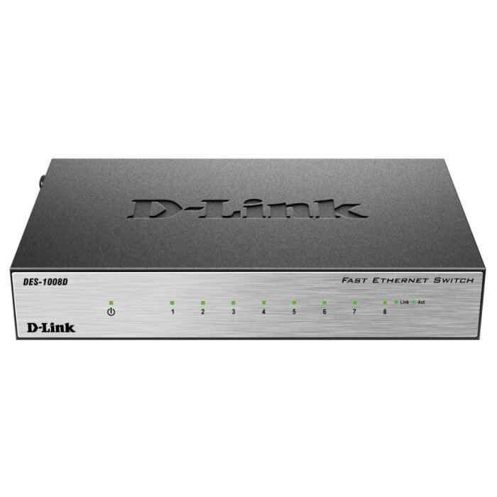 Коммутатор D-Link DES-1008D/L2B 8 ports 100Mbps, Metal case