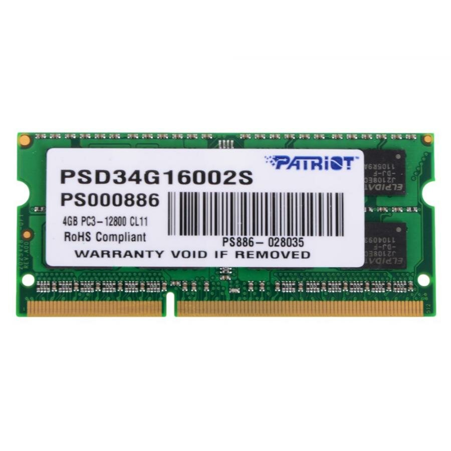  SO-DIMM DDR3 Patriot 4Gb 1600MHz (PSD34G16002S)