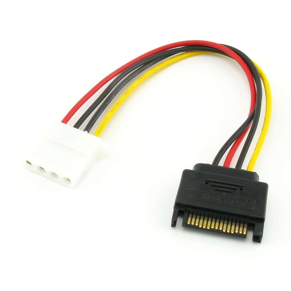 Переходник питания SATA 15-pin (m) -> Molex 4-pin (f)