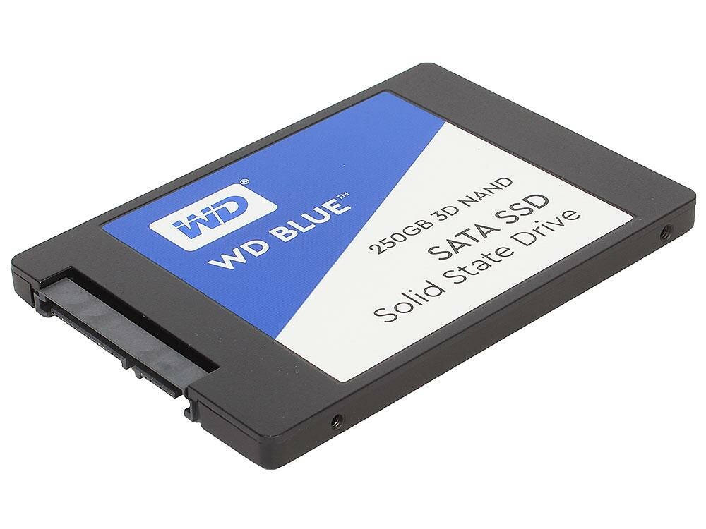 Твердотельный накопитель SSD 2.5" 250GB Western Digital WD Blue 3D NAND SSD WDS250G2B0A (SATA 6Gb/s, 2.5") (R525/W550Mb/s, TLC, SATA) (WDS25