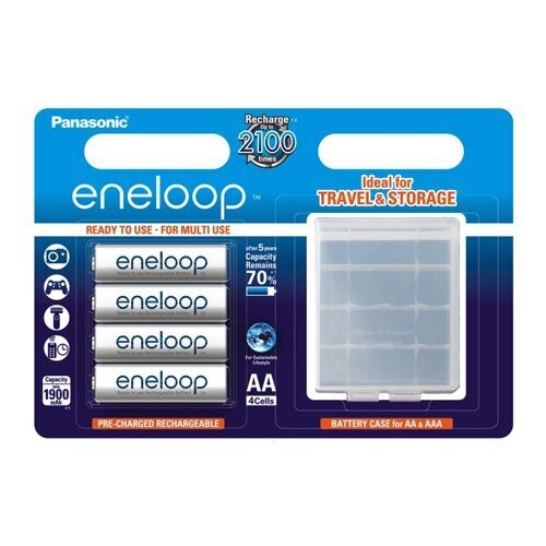 Аккумулятор Panasonic Eneloop AA 1900mAh (BK-3MCCEC4BE), 4 шт. с кейсом