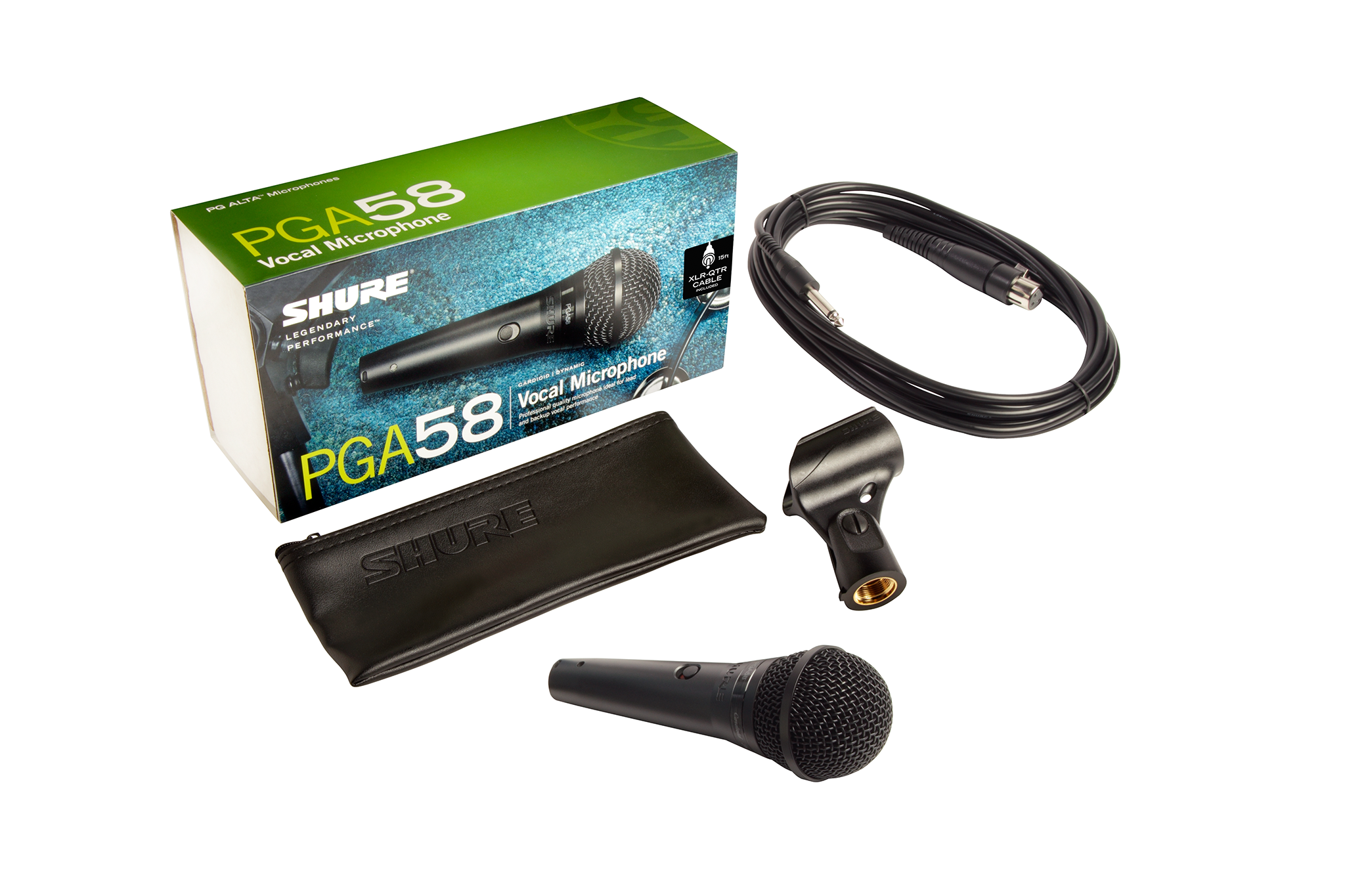 SHURE PGA58-QTR-E Вокальный динамический микрофон кардиоидный, 50-16000 Гц, с включателем, разъем QT