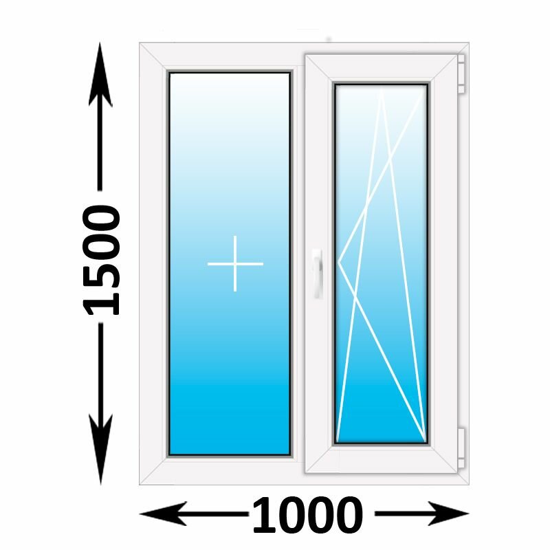 Пластиковое окно Veka WHS двухстворчатое 1000x1500 (ширина Х высота) (1000Х1500)