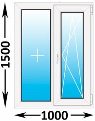 Пластиковое окно Veka WHS 60 двухстворчатое 1000x1500 (ширина Х высота) (1000Х1500)