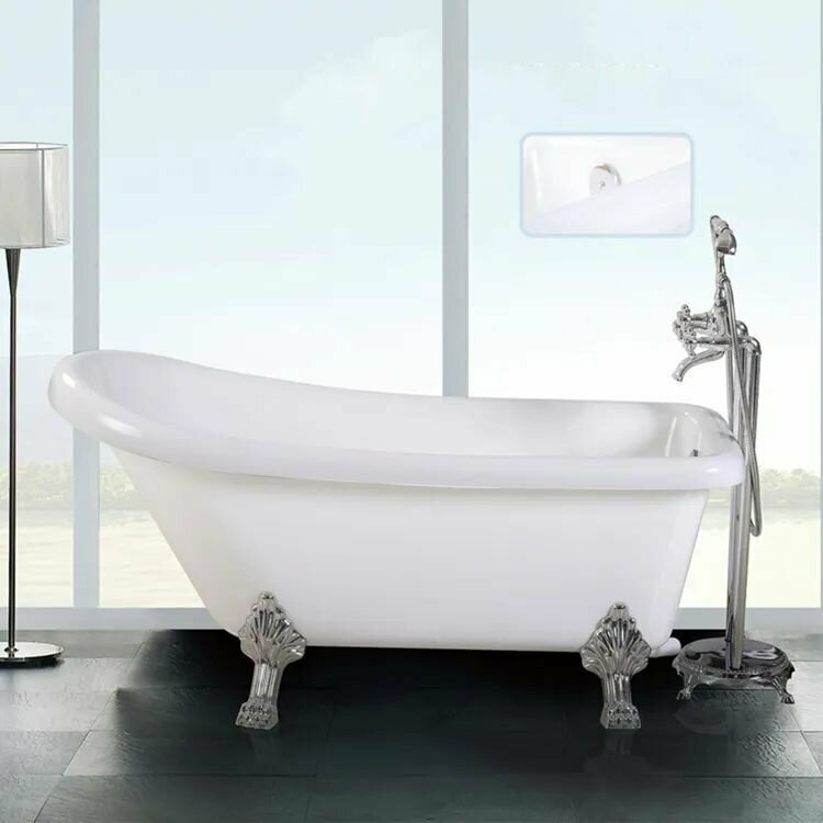 Ванна VITO 150 акриловая отдельностоящая Cerutti SPA (1550x740x750) на львиных алюминиевых хромированных лапах