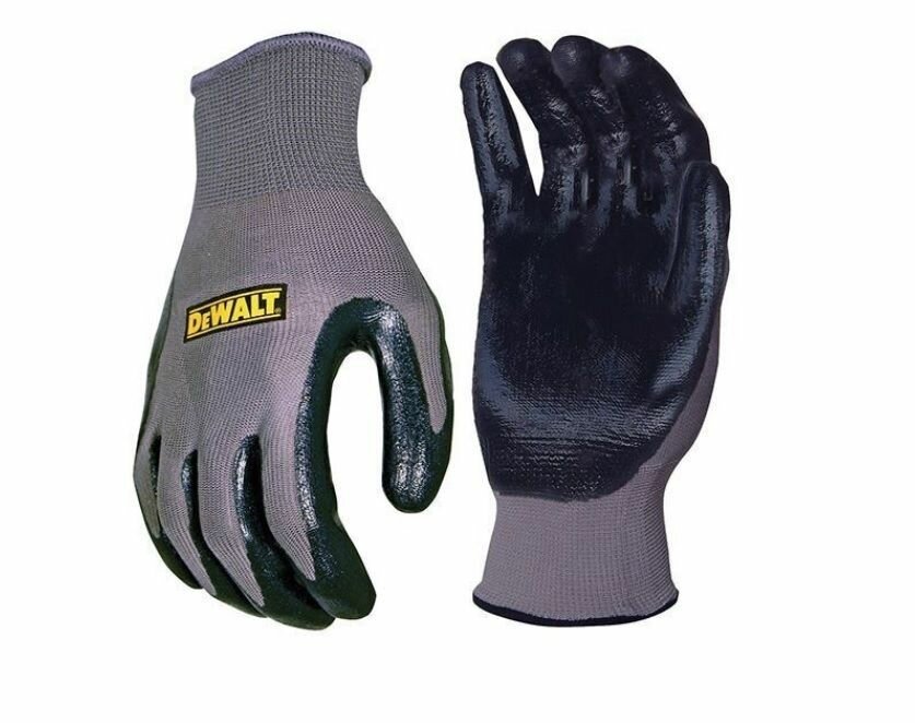 Рабочие перчатки Dewalt, серые/черные, нитрил-нейлоновые, размер L, DPG66L