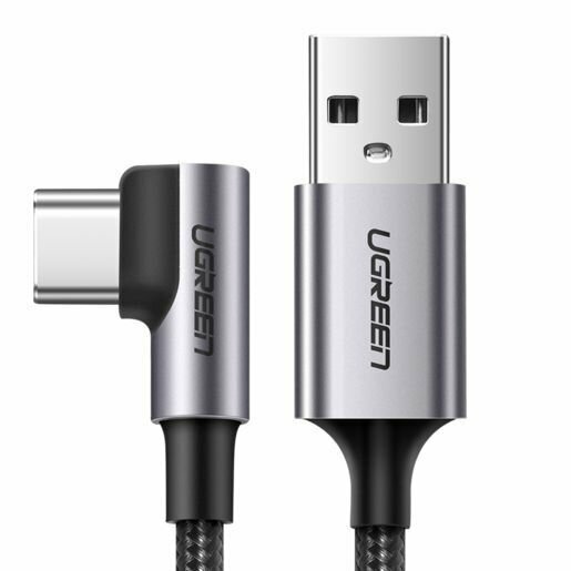 Кабель UGREEN 70255 USB-A/USB-C, угловой, 3м, black - фото №1