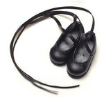 Iplehouse Ballet Shoes (Балетки на лентах цвет черный для кукол Иплхаус 26 см, 35 см) - изображение