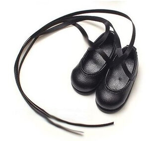 Фото Iplehouse Ballet Shoes (Балетки на лентах цвет черный для кукол Иплхаус 26 см, 35 см)