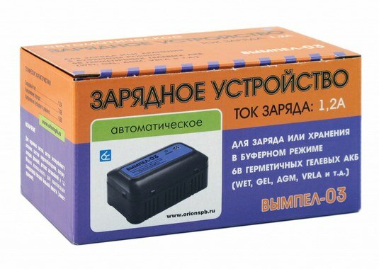 Зарядное устройство для аккумуляторов автомобиля вымпел-03 (1.2а, 6в, для гелевых и кислотных акб)