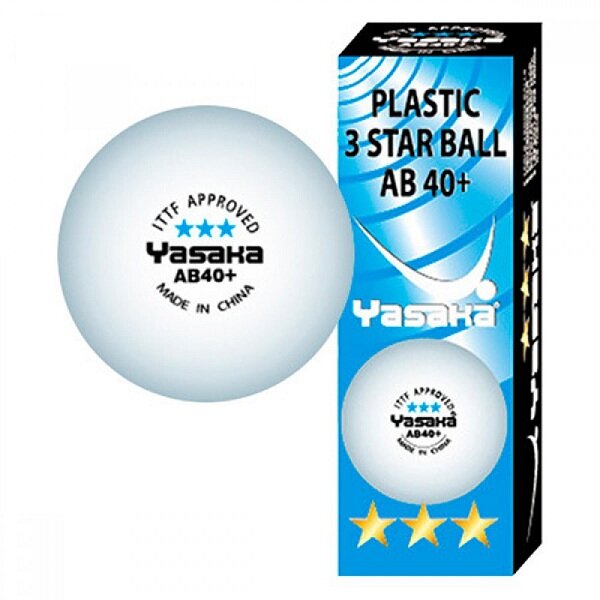 Мячи для настольного тенниса Yasaka 3* AB40+ Plastic x3 White
