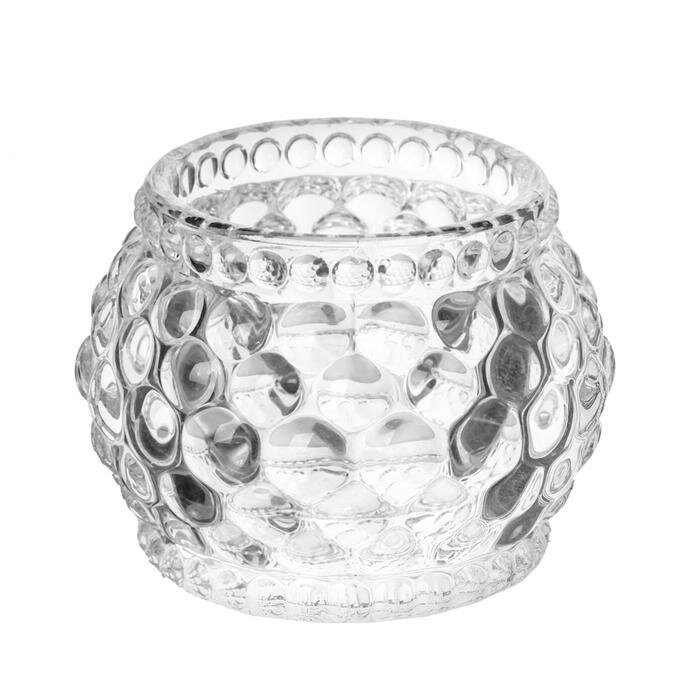 Подсвечник стекло на 1 свечу "Пузырьки на шаре" прозрачный 5х6х6 см - фотография № 3