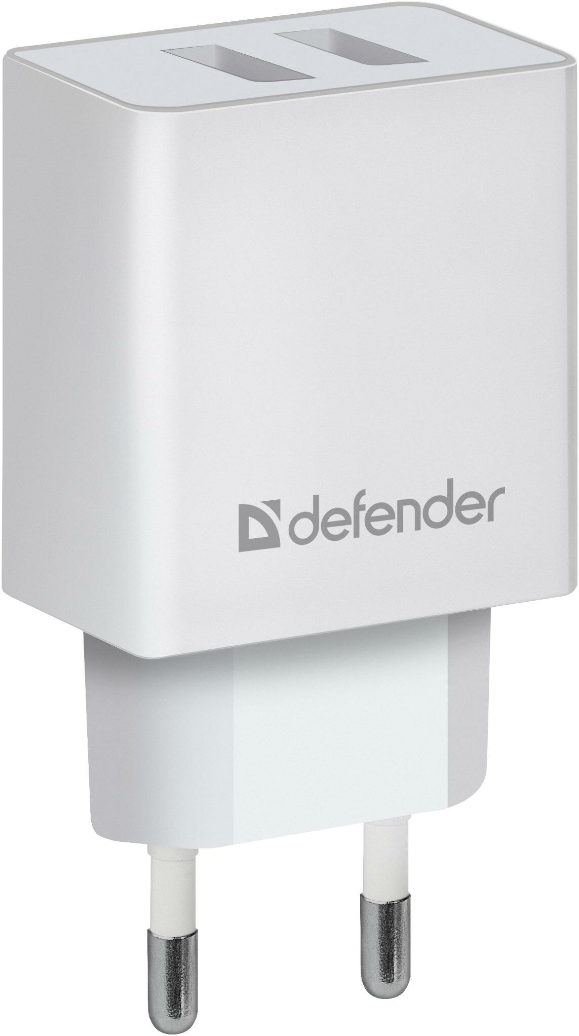 Сетевой адаптер Defender UPA-22 белый, 2xUSB, 2.1А