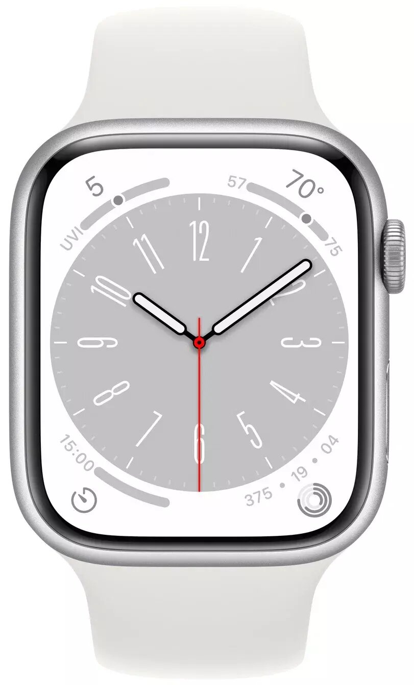 Часы Apple Watch Series 8 41 мм Silver/white Aluminium Case with Sport Band S/M