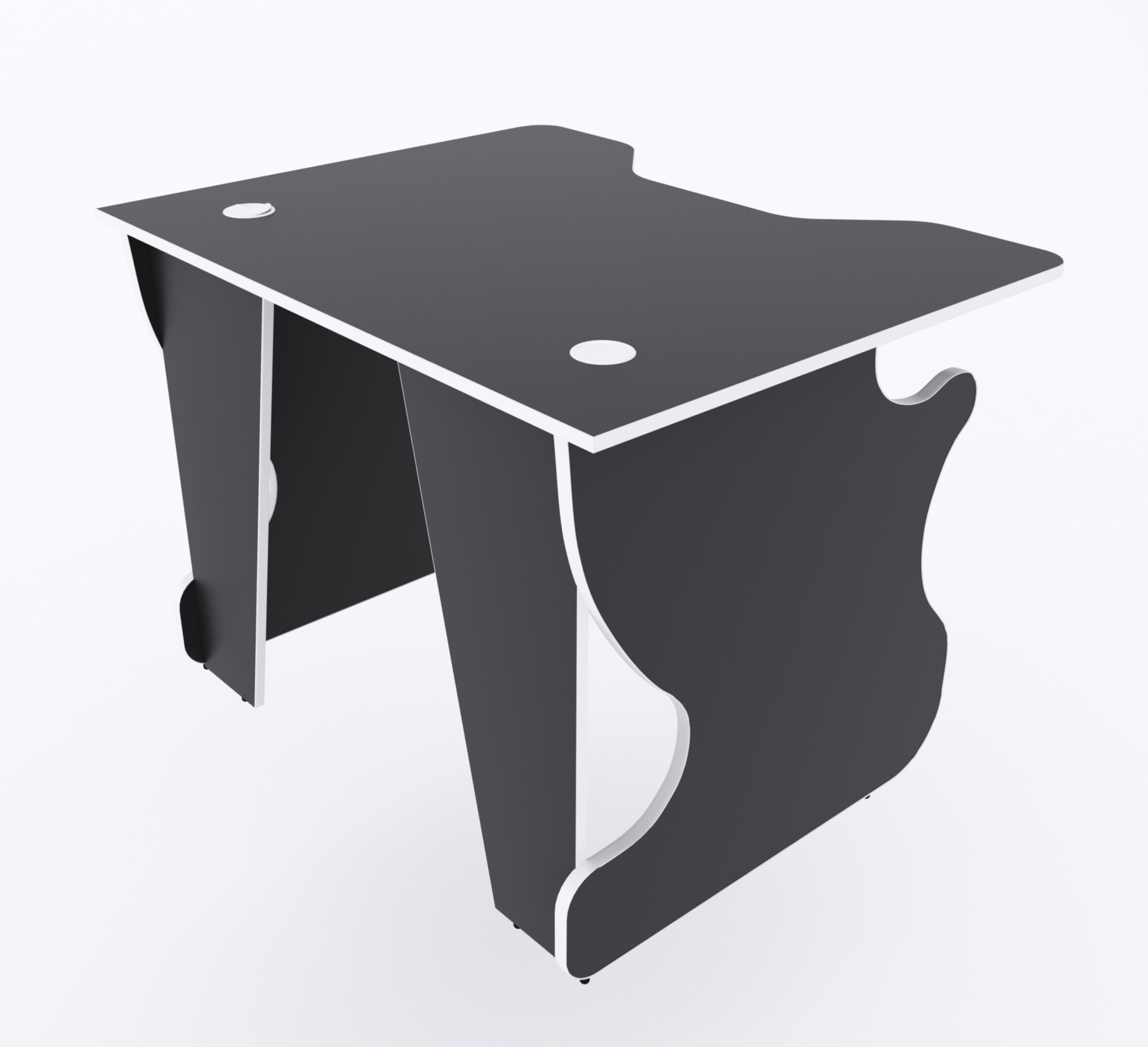 Игровой компьютерный стол "Даги", 100x80x75 см, чёрный с белой кромкой - фотография № 5