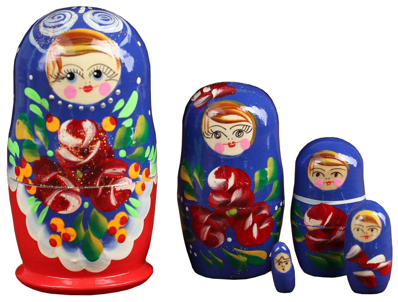фото Матрёшка 5 в 1 расписная, развивающая русская народная игрушка для детей, 5 деревянных фигурок