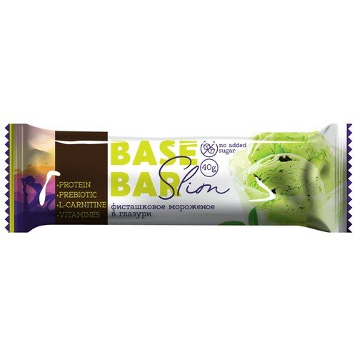 Батончик глазированный `BASE BAR` SLIM фисташка 40 г - фотография № 1