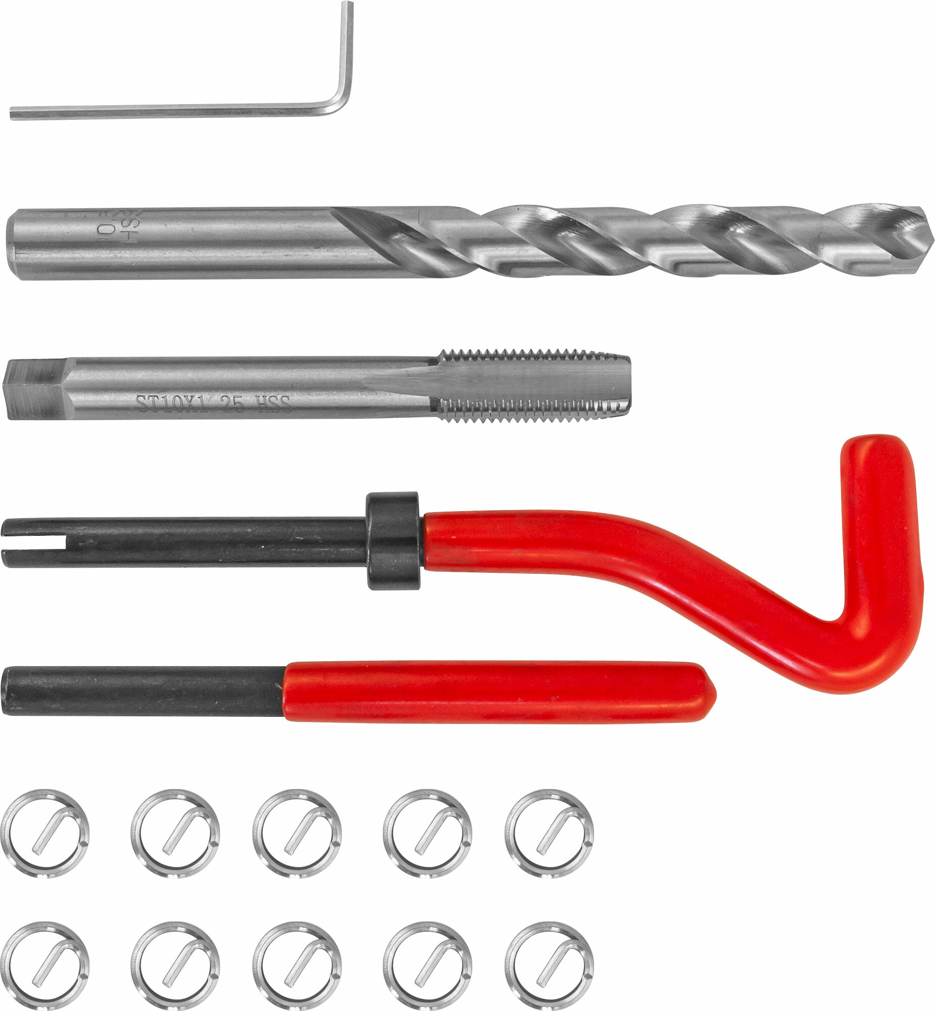 Набор для восстановления резьбы M10x1.25, 15 предметов TRIS10125