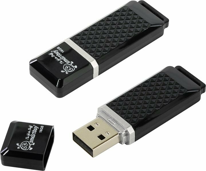 USB Flash накопитель 16Gb SmartBuy Quartz Black (SB16GBQZ-K)