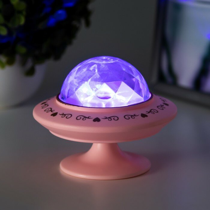 Ночник-проектор "Фьюжн" LED 3хLR44 диско, розовый 12х12х10 см RISALUX - фотография № 3