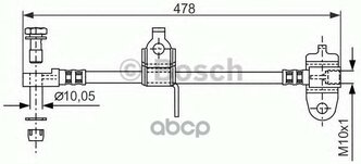 1 987 481 070_шланг Тормозной! Передний Правый L=478 Ford Transit 2.0/2.4 00-06 Bosch арт. 1987481070