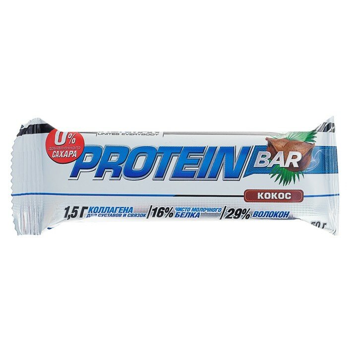 Батончик Protein Bar кокос, тёмная глазурь, спортивное питание, 50 г