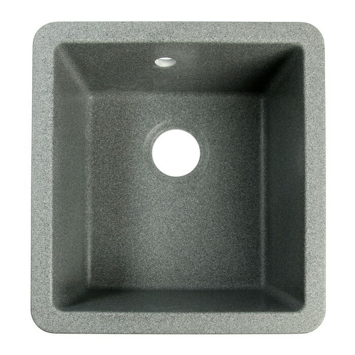 Мойка для кухни из камня ZEIN 27/Q8, 463 х 433 мм, прямоугольная, перелив, цвет темно-серый - фотография № 1