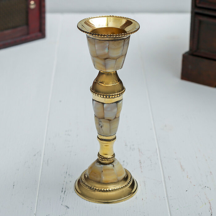 Подсвечник на 1 свечу "Королевский шик" с перламутром 13 см - фотография № 1
