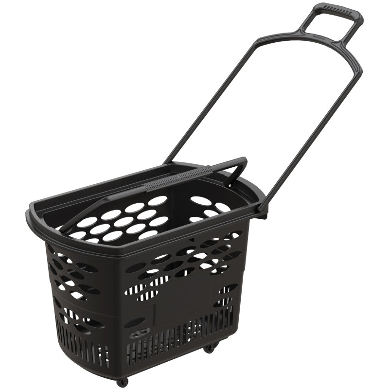 фото Корзина-тележка покупательская EVR-TECHNO пласт. с 2 пл.ручками,38л.,черный