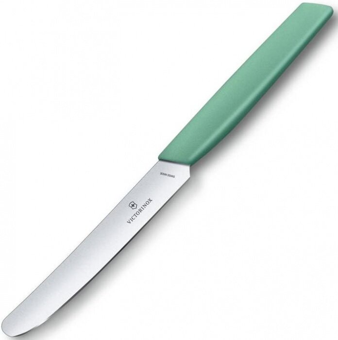 Victorinox Kitchen 6.9006.1141 Нож столовый victorinox swiss modern, лезвие прямое с закруглённым кончиком 11 см, зеленый