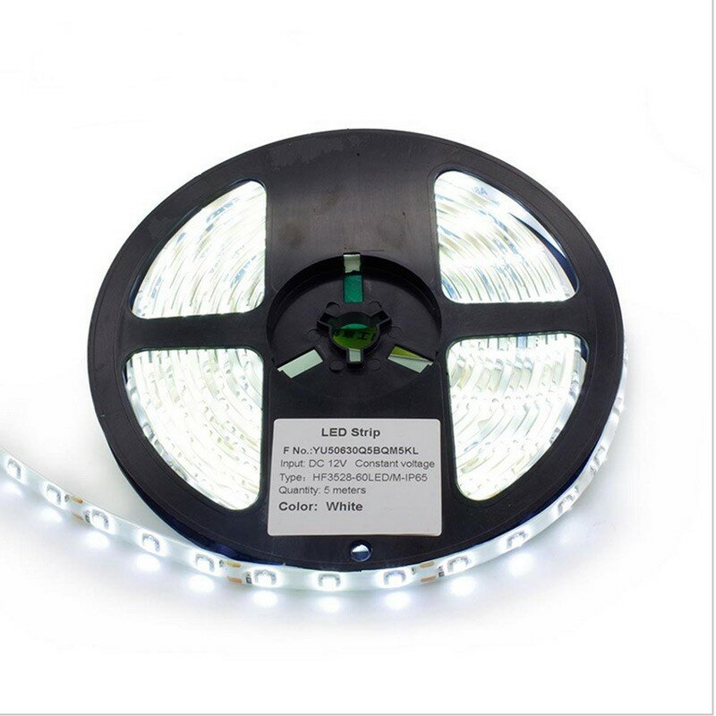 Светодиодная лента SMD3528-60LED-IP65 12 вольт 5м. - Цвет свечения:Белый 5500-6000K - фотография № 1