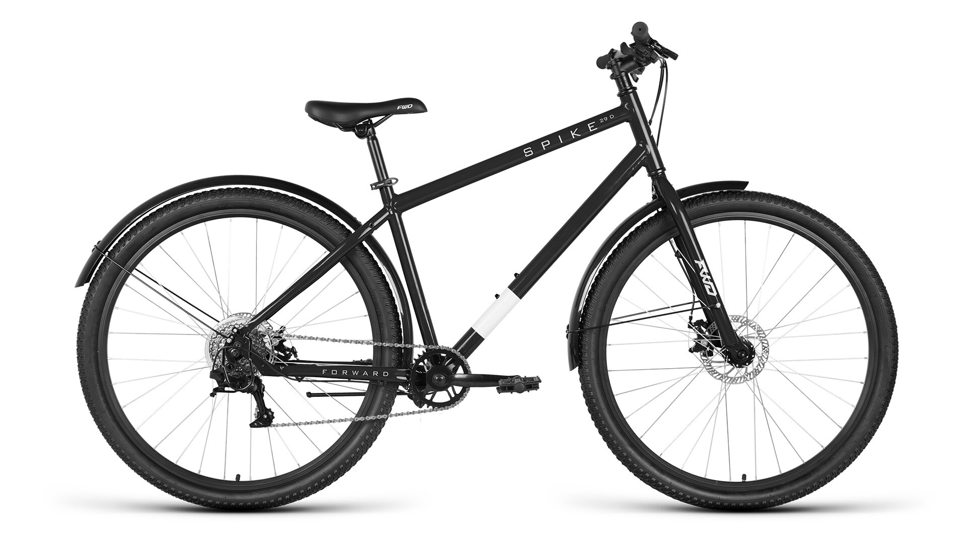 Велосипед 29 FORWARD SPIKE (DISK) (8-ск.) 2023 (рама 18) черный/серебристый