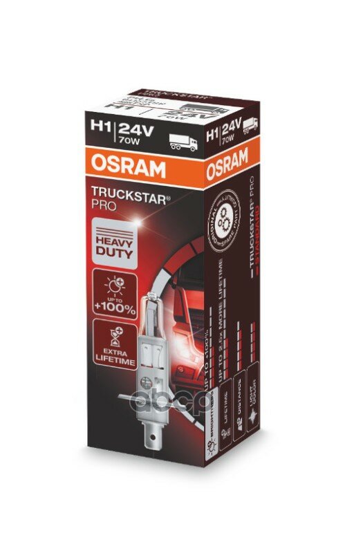 Лампа H1 24v 70w P14.5s Truckstar Pro +100% Больше Света 1 Шт. Hcv Osram арт. 64155TSP