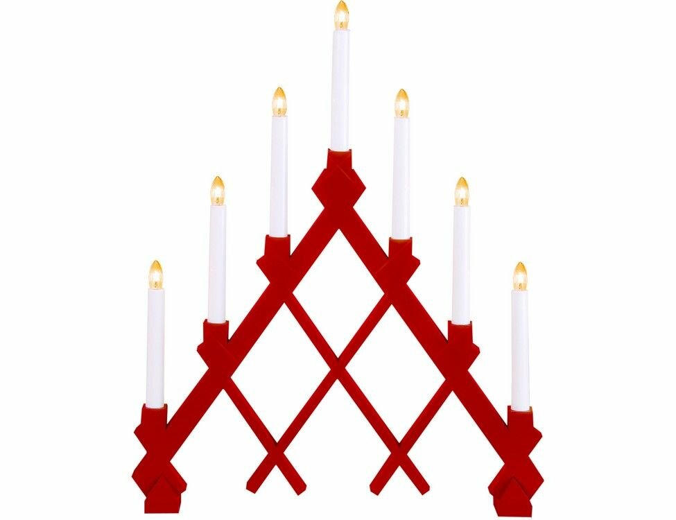Светильник-горка рождественский (красный) на 7 свечей 43х53 см STAR trading
