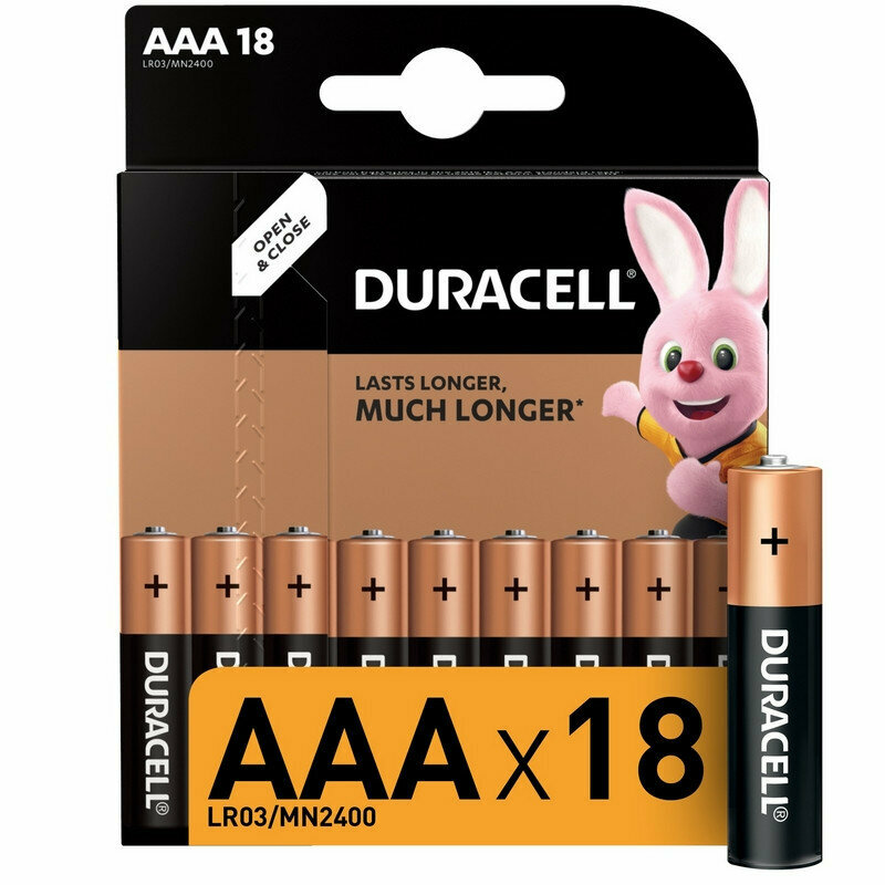 Батарейки щелочные DURACELL Basic ААA/LR03-18BL 18 штук