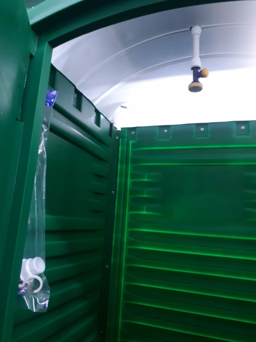 Душевая кабина летний душ для дачи с баком с подогревом цвет зеленый - фотография № 5