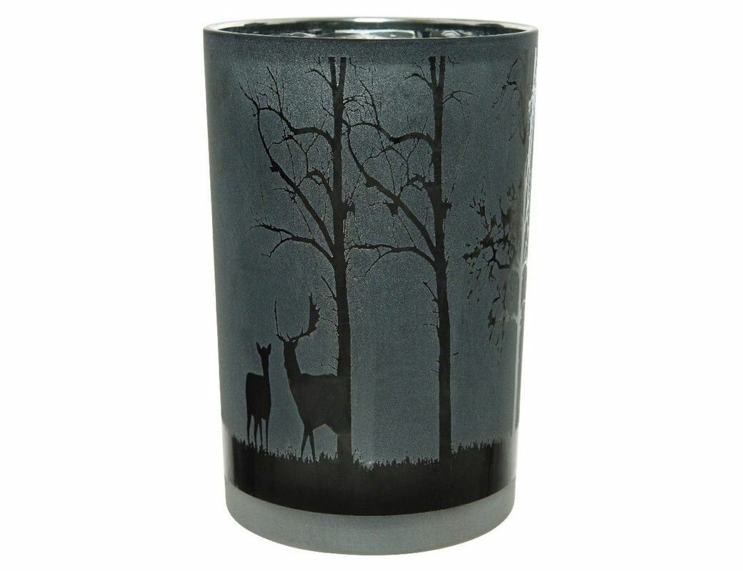 Подсвечник олени на опушке, стекло, прозрачный чёрный, 10x12.5 см, Kaemingk (Decoris) 646080 - фотография № 2